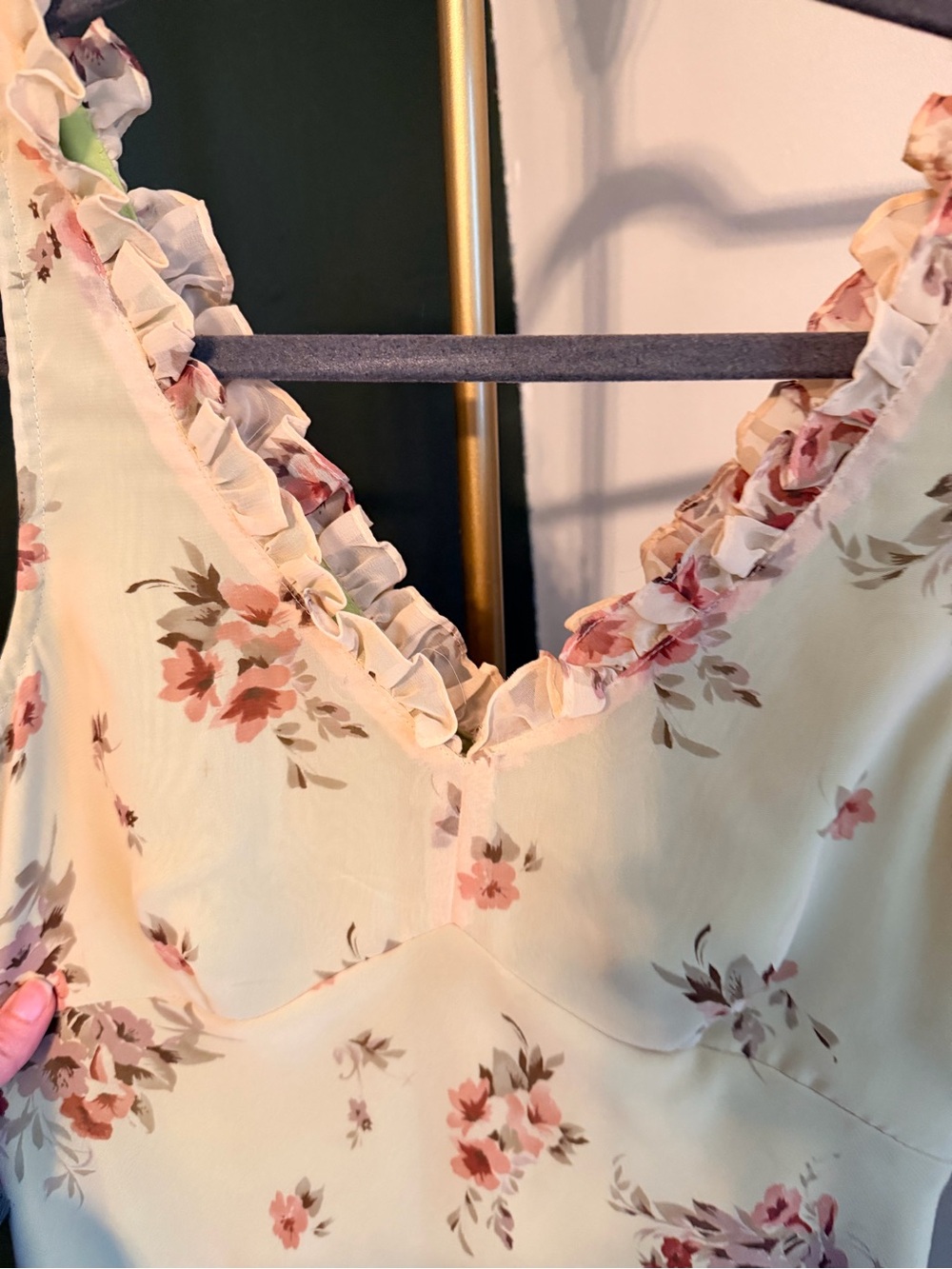 Floral Ruffle 90s V-Neck Slip Dress - Picture 3 of 7